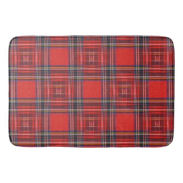 Tartan plaid mönster royal röd väv badrumsmatta (Framsidan)