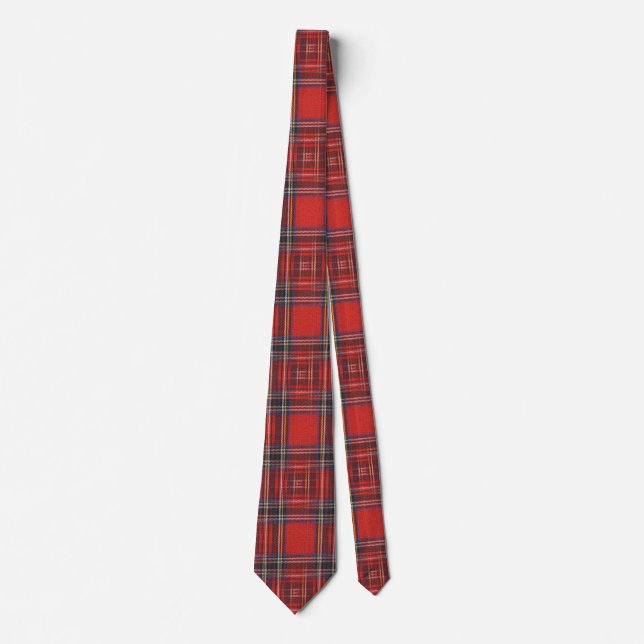 Tartan plaid mönster royal röd väv slips (Framsida)