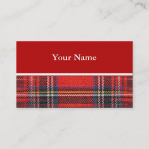Tartan plaid mönster royal röd väv visitkort