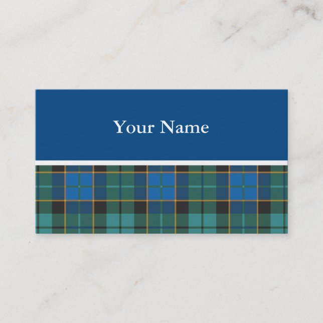 Tartan plaid mönster - traditionell blå grönt visitkort (Framsida)