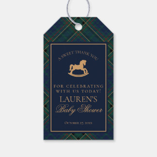 Tartan Plaid Rocking Horse Baby Shower Favors Presentetikett
