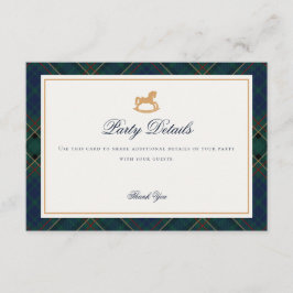 Tartan Plaid Rocking Horse Details Insert Card Tilläggskort