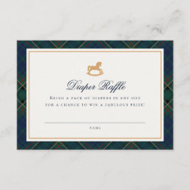 Tartan Plaid Rocking Horse Diaper Raffle Card Tilläggskort