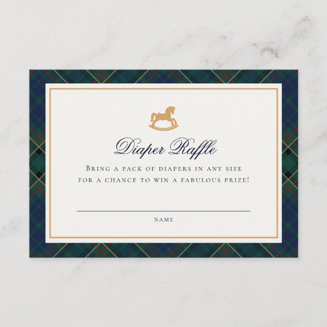 Tartan Plaid Rocking Horse Diaper Raffle Card Tilläggskort (Framsida)