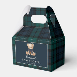 Tartan Plaid Teddybjörn Baby Shower Förmånslådor Presentaskar