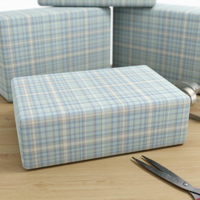 Tartan Play Blue Figarations Wrapping Papper Presentpapper (Cute tartan wrapping paper inspired by the colours of the figaro car)
