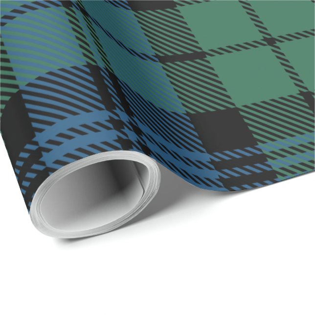 Tartan Play Blue GreenClan Campbell Helgdag Presentpapper (Rullad Hörn)