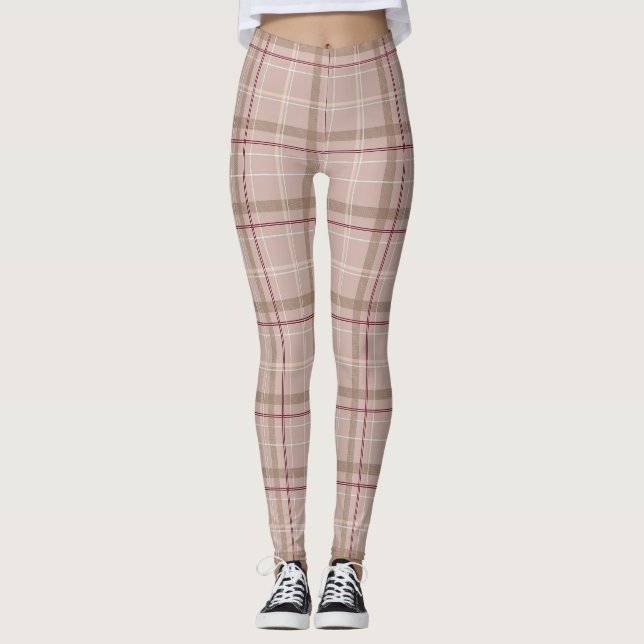 Tartan Play Burgundy Tan Rosa | Lagar Leggings (Framsida)