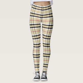 Tartan Play Checkated Mönster Leggings in Beige