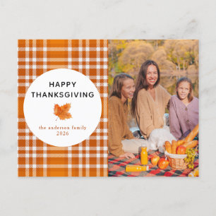 Tartan Play Foto för hösten happy thanksgiving Helg Vykort