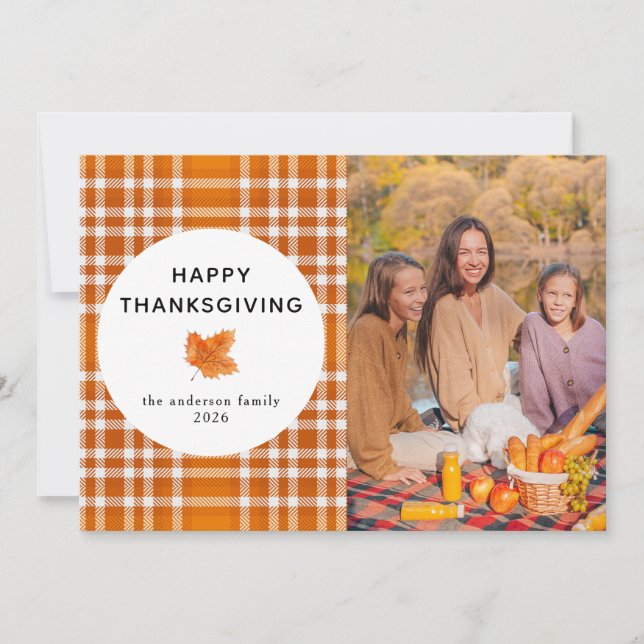 Tartan Play | Foto för hösten happy thanksgiving Julkort (Framsida)