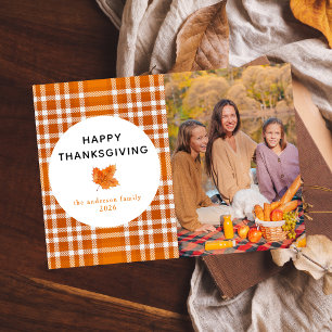 Tartan Play Foto för hösten happy thanksgiving Julkort