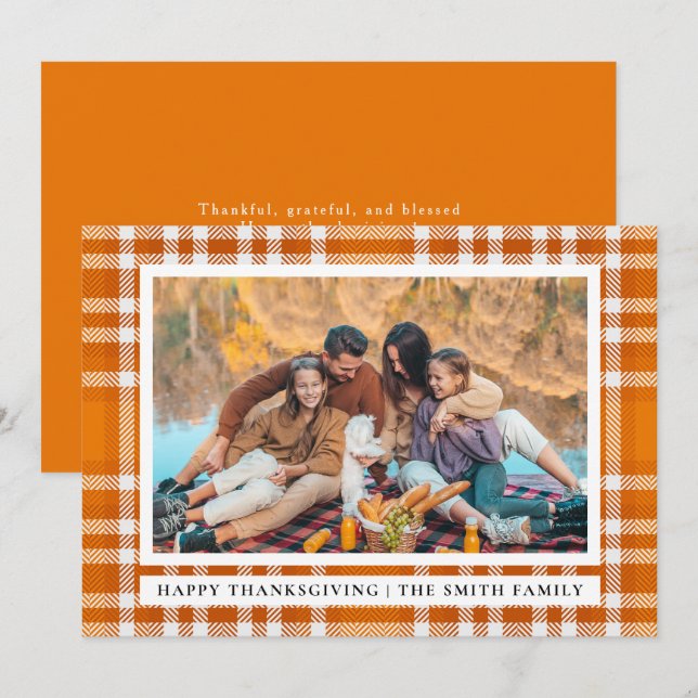 Tartan Play | Foto för hösten happy thanksgiving Julkort (Fram/baksida)