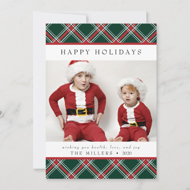 Tartan Play Glad helg Card för jul Julkort (Framsida)