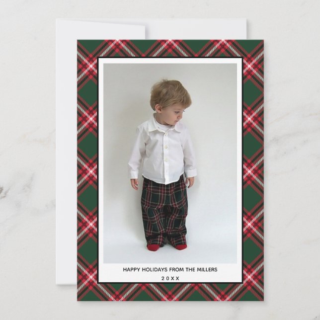 Tartan Play Glad helg Card för jul Julkort (Framsida)
