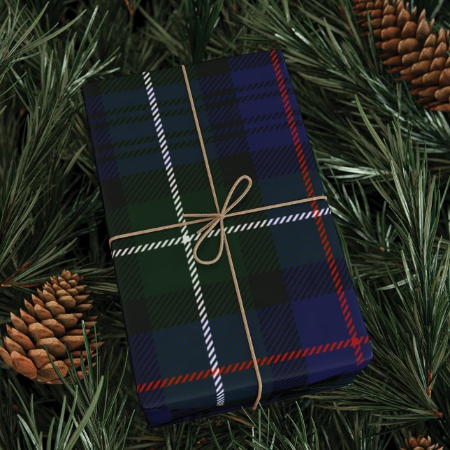 Tartan Play Grönt Lila Check Klan MacKenzie Presentpapper (Plaid Clan MacKenzie Green Purple Wrapping Paper)