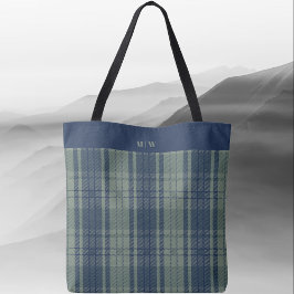 Tartan Play - Grönten Navy Blue and Slate Tygkasse