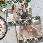 Tartan Play Happity är du som Friend 2 Photo Julgransprydnad Keramik<br><div class="desc">Grönt tartan använder fotoornament med anpassningsbarnas foton och penselskripttypografi. Utformningen är dubbla-sidig och redot är inställt för att du ska kunna lägga till dina storleka fullt längst fram och bakåt. Året och formuleringen är fullt redigerbara - exempelformuleringen lyder "lycka är ...  att ha dig som vän".</div>