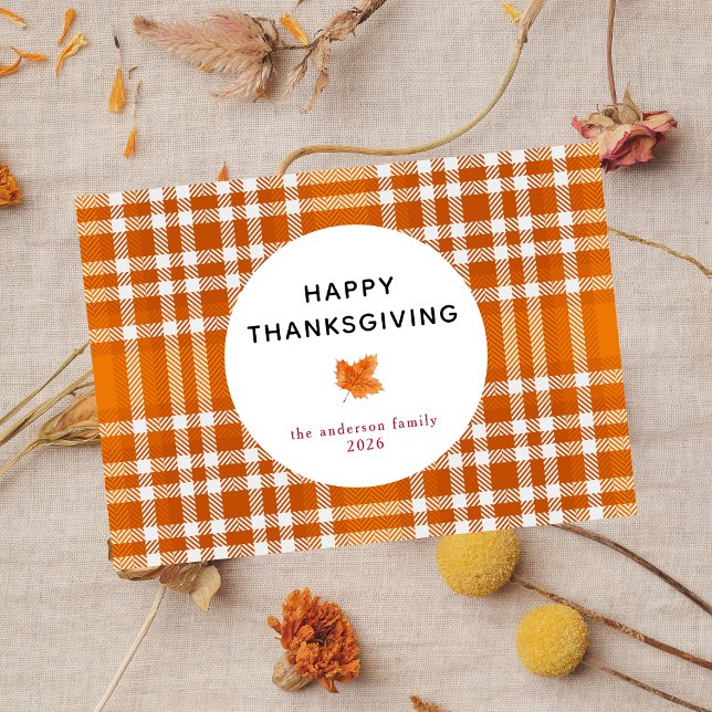 Tartan Play | Happy thanksgiving Höst löv Julkort (Skapare uppladdad)