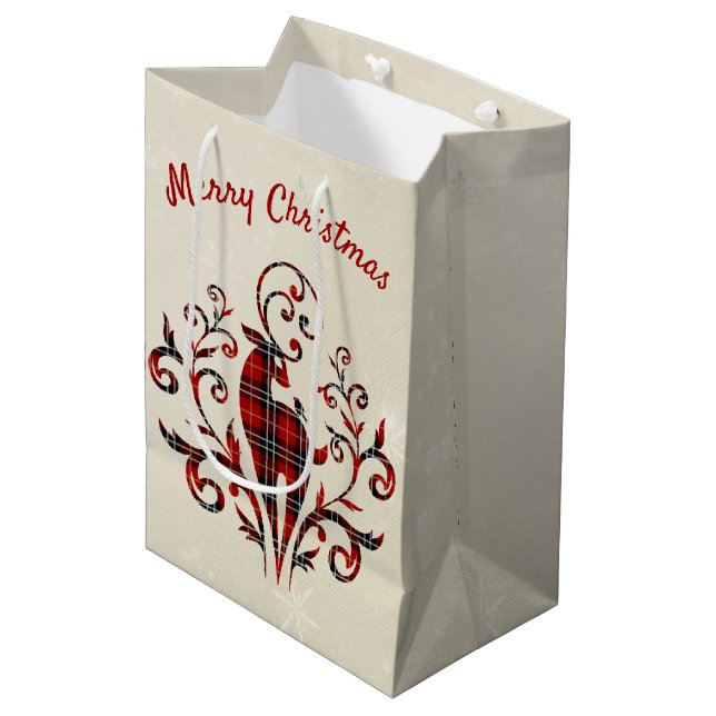 Tartan Play-Hjort på snöflingdesign (Framsidan Vinklad)