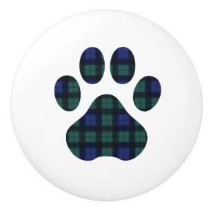 Tartan Play Hund Paw Skriv ut skåp, knapp Dra Knopp