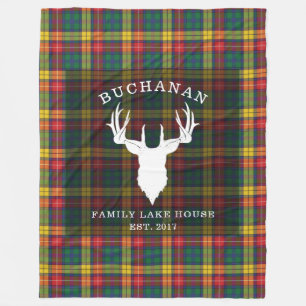 Tartan Play Klan Buchanan Family Namn Sjö House Fleecefilt