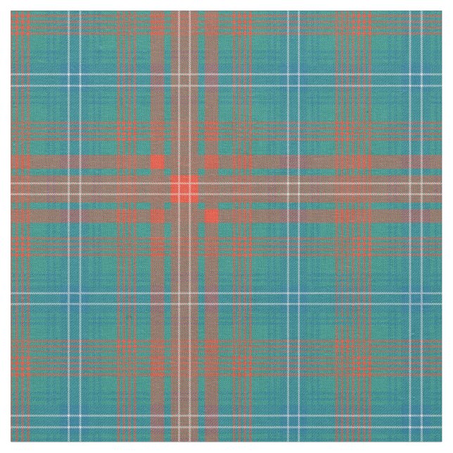 Tartan Play Klan Wilson Orange Blue Check Tyg (Närbild)