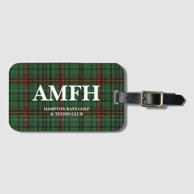 Tartan Play Monogram Golf Luggage Tag Bagagebricka (Framsida horisontal)
