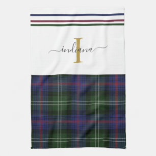 Tartan Play Monogram Namn Rustic Klan Sutherland Kökshandduk