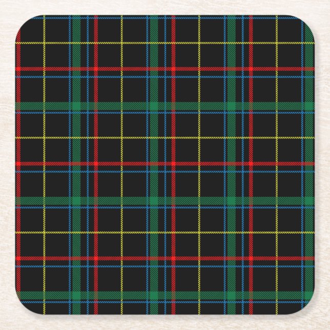 Tartan Play Mönster, Grönt Underlägg Papper Kvadrat (Framsidan)