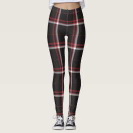 Tartan Play Mönster Red Black White Stripe Leggings