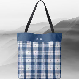 Tartan Play - Navy Blue and White Tygkasse