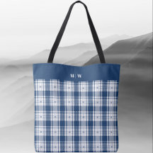 Tartan Play - Navy Blue and White