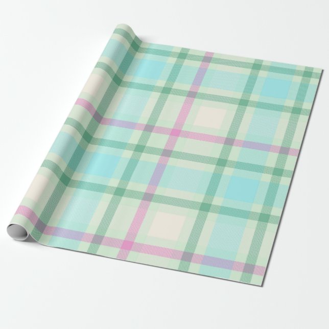 Tartan Play Pastel-emballering papper Presentpapper (Utrullad)