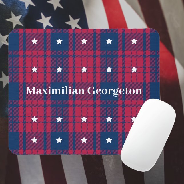 Tartan Play - Patriotic - Red Blue White Stars Musmatta (Tartan Plaid - Patriotic - Red Blue White Stars Mouse Pad by Leapfroglisics Shop)
