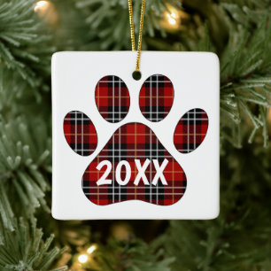 Tartan Play Pawprint Julgransprydnad Keramik