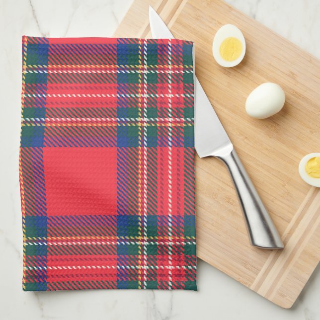 Tartan Play Red Classic Festive-julafton Helgdag Kökshandduk (Vikt i Fjärdedel)