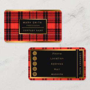 Tartan Pput Red Traditional Modern Collection Visitkort
