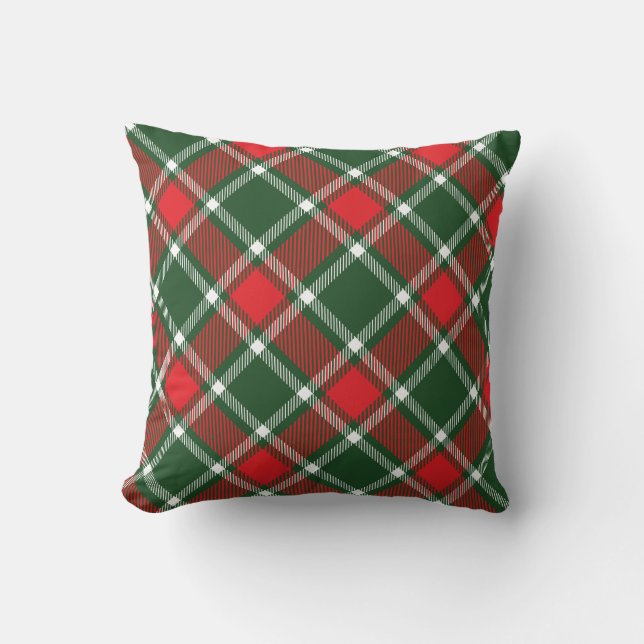 Tartan Red och grönt dekorativ kudde (Framsida)
