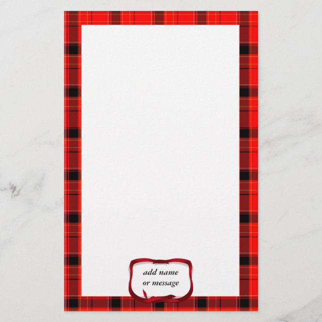 Tartan Red Play-julbakgrund Brevpapper (Framsida)