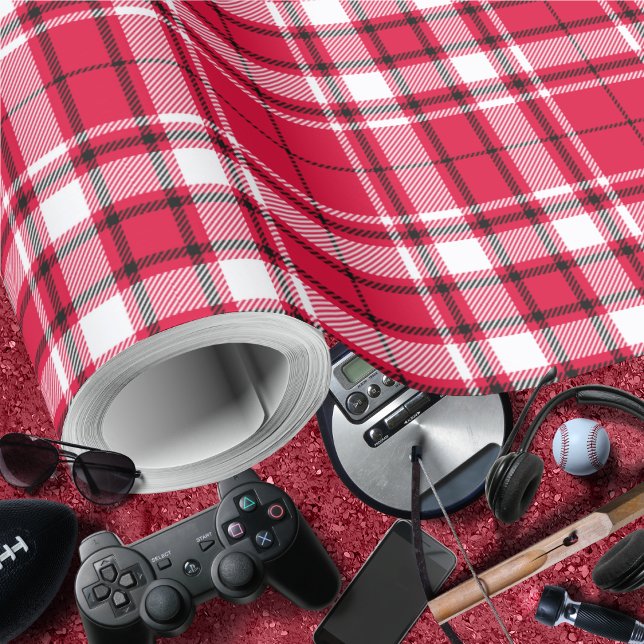 Tartan - Red-White-Black Presentpapper (Tartan - Red-White-Black Wrapping Paper by Leapfroglisics Shop)