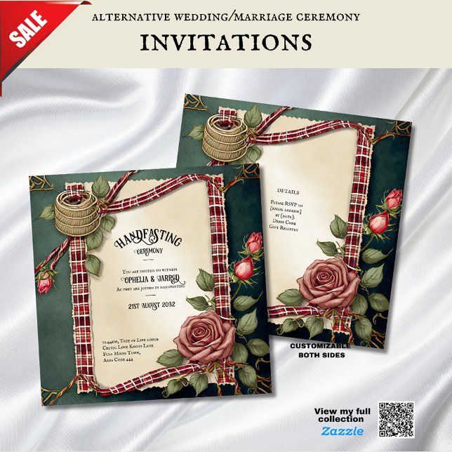 TARTAN RIBBON HANDFASTING CEREMONY INVITATIONS INBJUDNINGAR (Skapare uppladdad)