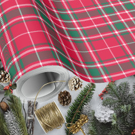 Tartan - Röd Grönt och vit Presentpapper