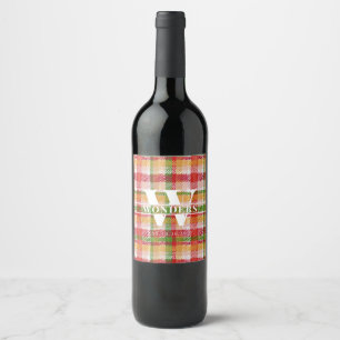 Tartan-rutig anpassad monogram-eventtema vinflaska etikett