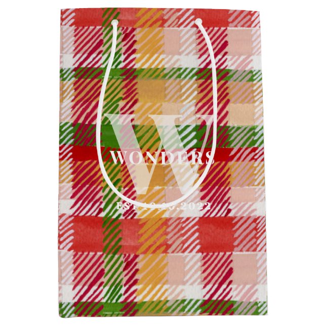 Tartan-rutig anpassad monogram utomhus evenemangst (Framsidan)