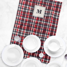 Tartan Rutig Elegant Mönstrad Stilren Monogram Kökshandduk
