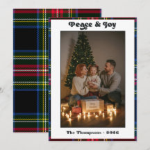 Tartan-rutig familje jul foto