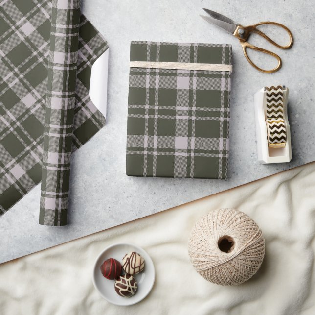 Tartan Rutig Gård Skoggrön Presentpapper (Hantverk)