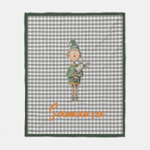 Tartan-rutig jul-tomte ren grå vit namn