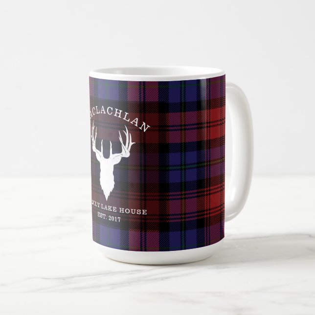 Tartan Rutig Klans MacLachlan Familj Sjön Hus Kaffemugg (Framsida höger)